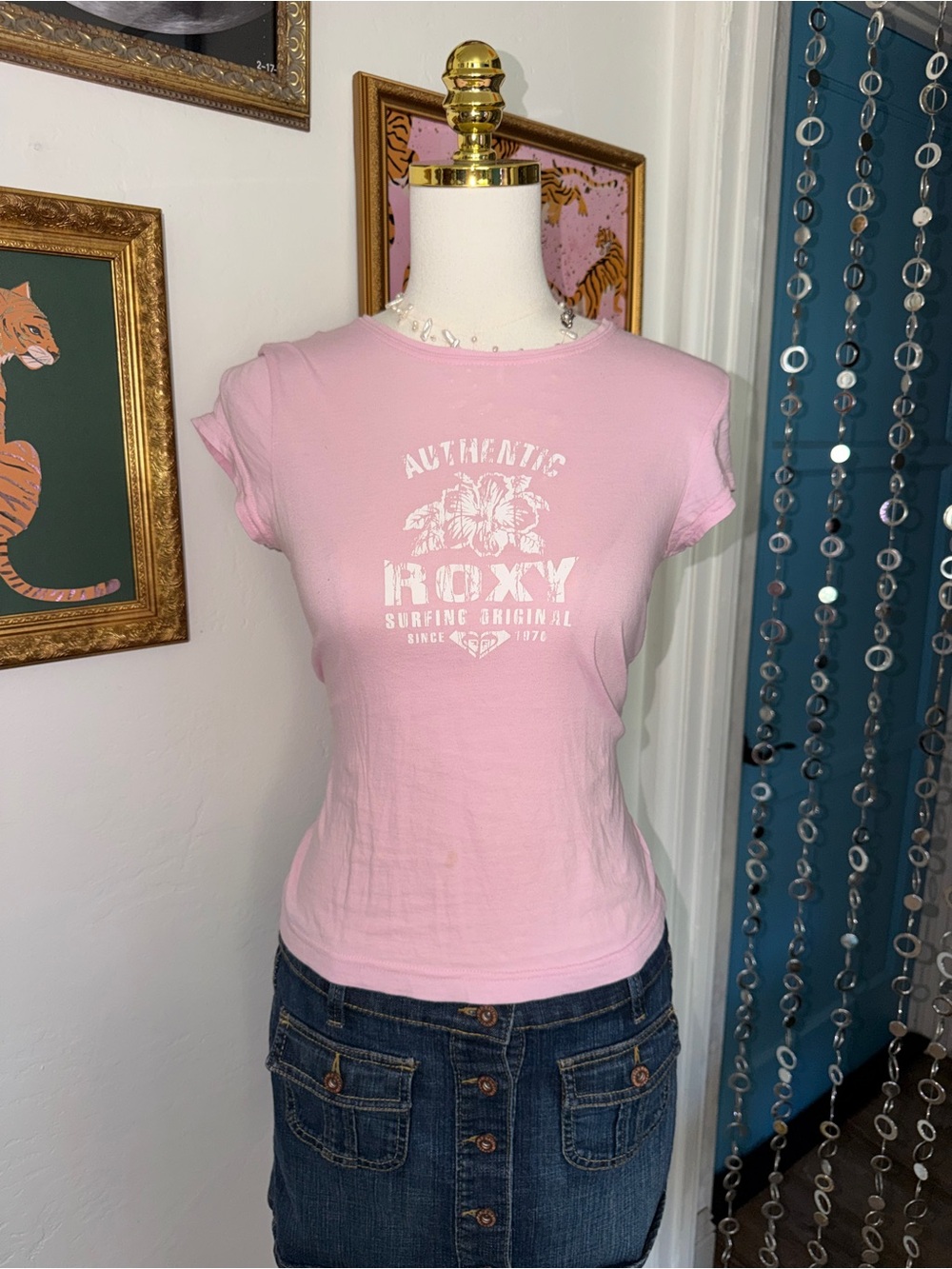 Vintage Y2K Roxy Authentic Surfing Original Pink Tee